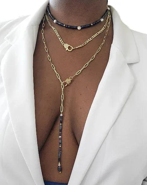 Sapphire and Freshwater Pearls Choker Necklace - Gifts for You 'n Me