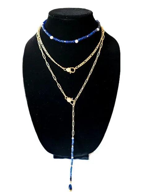 Sapphire and Freshwater Pearls Choker Necklace - Gifts for You 'n Me