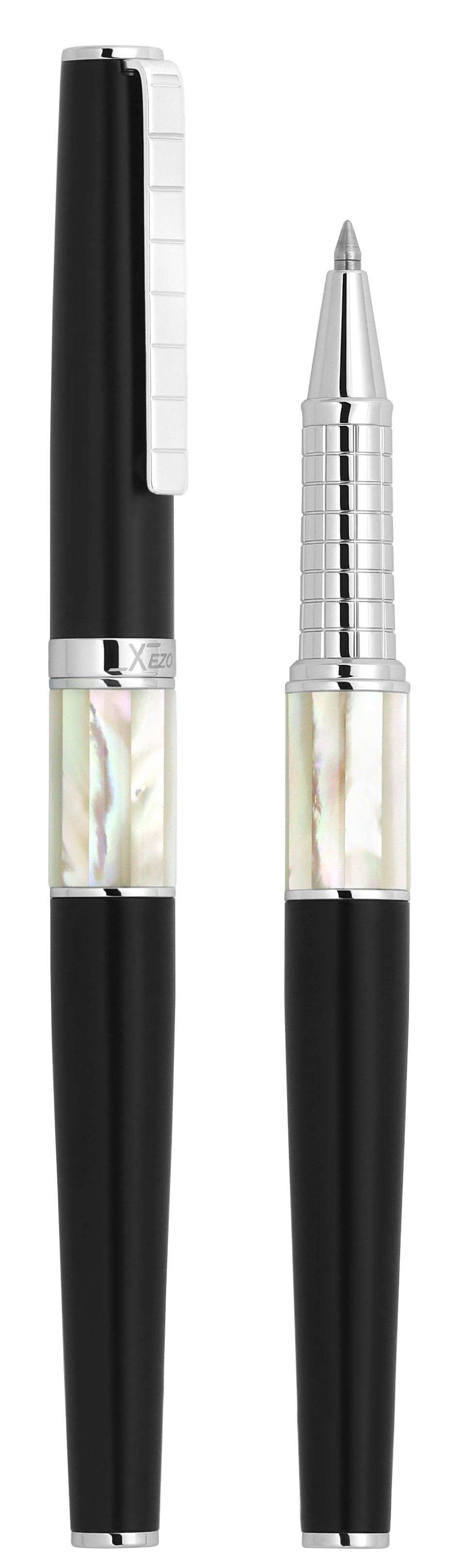 Xezo Speedmaster® Black Brass Rollerball Pen - With White Mother of Pearl