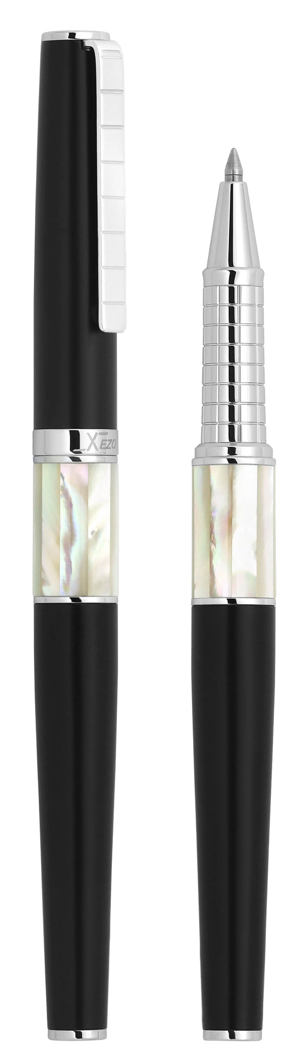 Xezo Speedmaster® Black Brass Rollerball Pen - With White Mother of Pearl