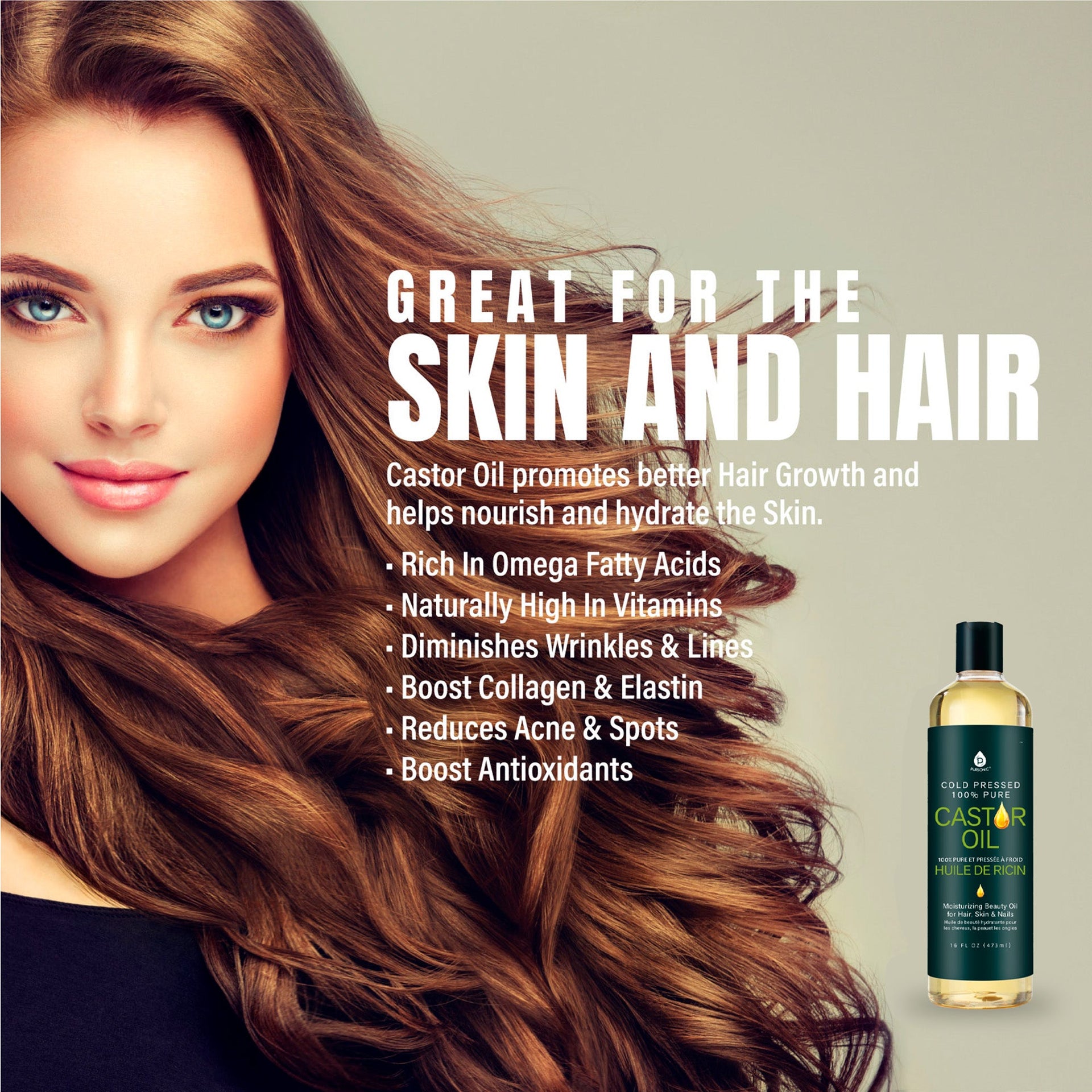 Pursonic Natural Beauty Trio: Fractionated Coconut, Sweet Almond & Castor Oil