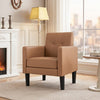 PU Leather Modern Accent Chair with Removable Seat Cushion-Brown