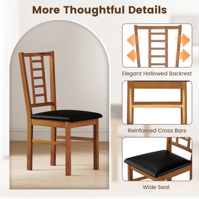 PU Leather Upholstered Wood Dining Chairs Set of 2-Walnut