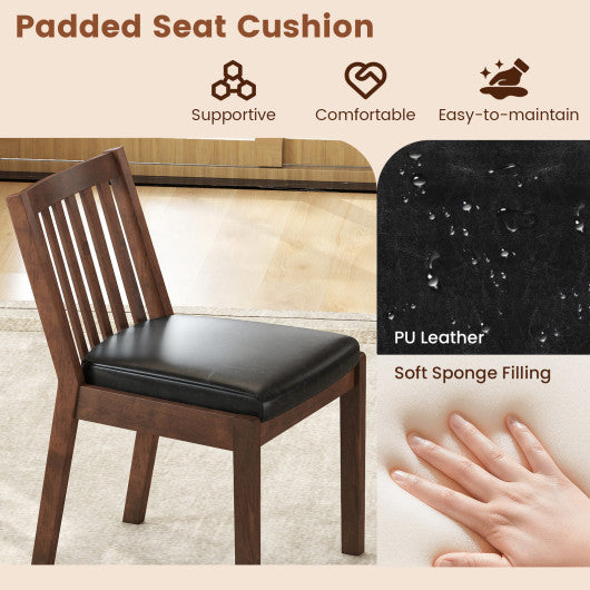 PU Leather Upholstered Dining Chair with Padded Seat Set of 2-Espresso