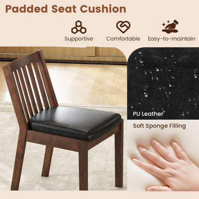 PU Leather Upholstered Dining Chair with Padded Seat Set of 2-Espresso