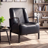 PU Leather Upholstered Armchair with Padded Seat and Back Comfy Lounge Reading Chair-Black