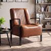 PU Leather Upholstered Armchair with Padded Seat and Back Comfy Lounge Reading Chair-Brown