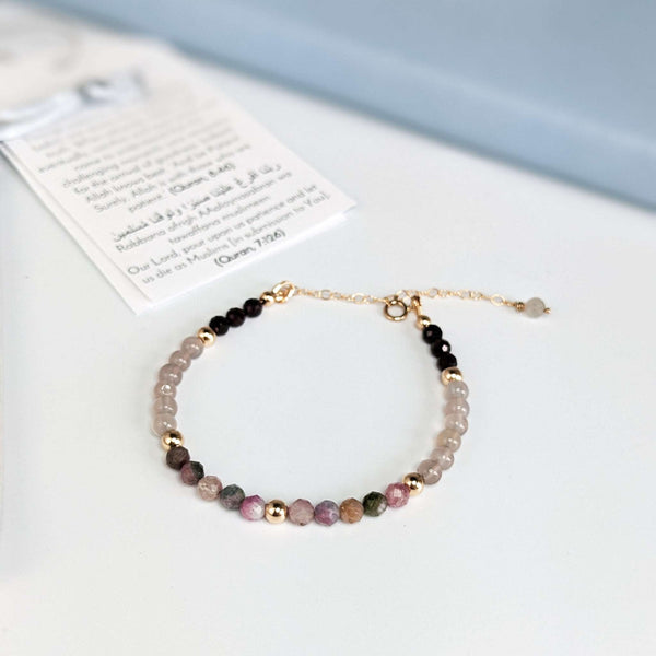 Tourmaline & Garnet Tasbih Bracelet | Women's Misbaha - 33 Beads, 4mm