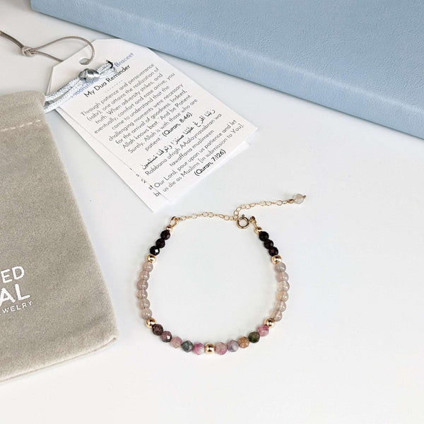 Tourmaline & Garnet Tasbih Bracelet | Women's Misbaha - 33 Beads, 4mm