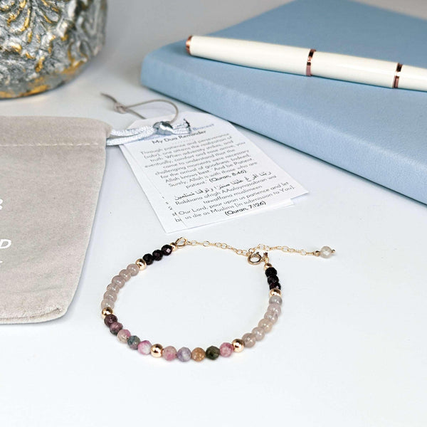 Tourmaline & Garnet Tasbih Bracelet | Women's Misbaha - 33 Beads, 4mm