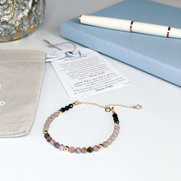 Tourmaline & Garnet Tasbih Bracelet | Women's Misbaha - 33 Beads, 4mm