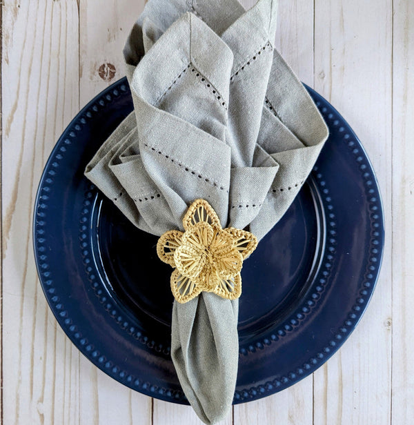 Star Flower Handwoven Iraca Napkin Ring