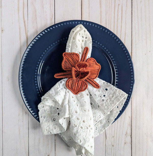 Handwoven Orchid Iraca Palm Napkin Ring in Burgundy - Limited Edition
