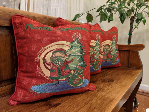 DaDa Bedding Red Santa Claus Christmas Woven Tapestry Throw Pillow Cover - 16