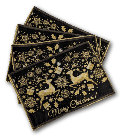 DaDa Bedding Set of 4-Pieces Magical Golden Reindeer Woven Tapestry Dining Table Placemats 13” x 19”