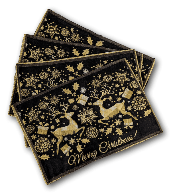 DaDa Bedding Set of 4-Pieces Magical Golden Reindeer Woven Tapestry Dining Table Placemats 13” x 19”
