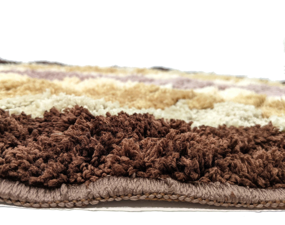 Tache 20x32 Inch Striped Brown and Beige Bathroom Rugs (TARBS2032)