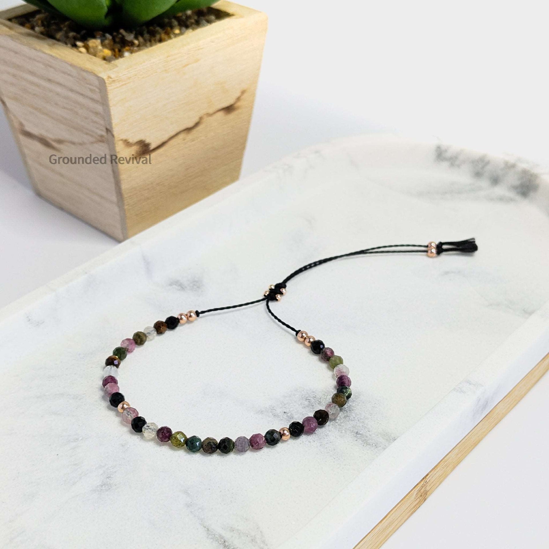 Tourmaline Tassel Tasbih Bracelet | Women's Misbaha - 33 Beads, 4mm