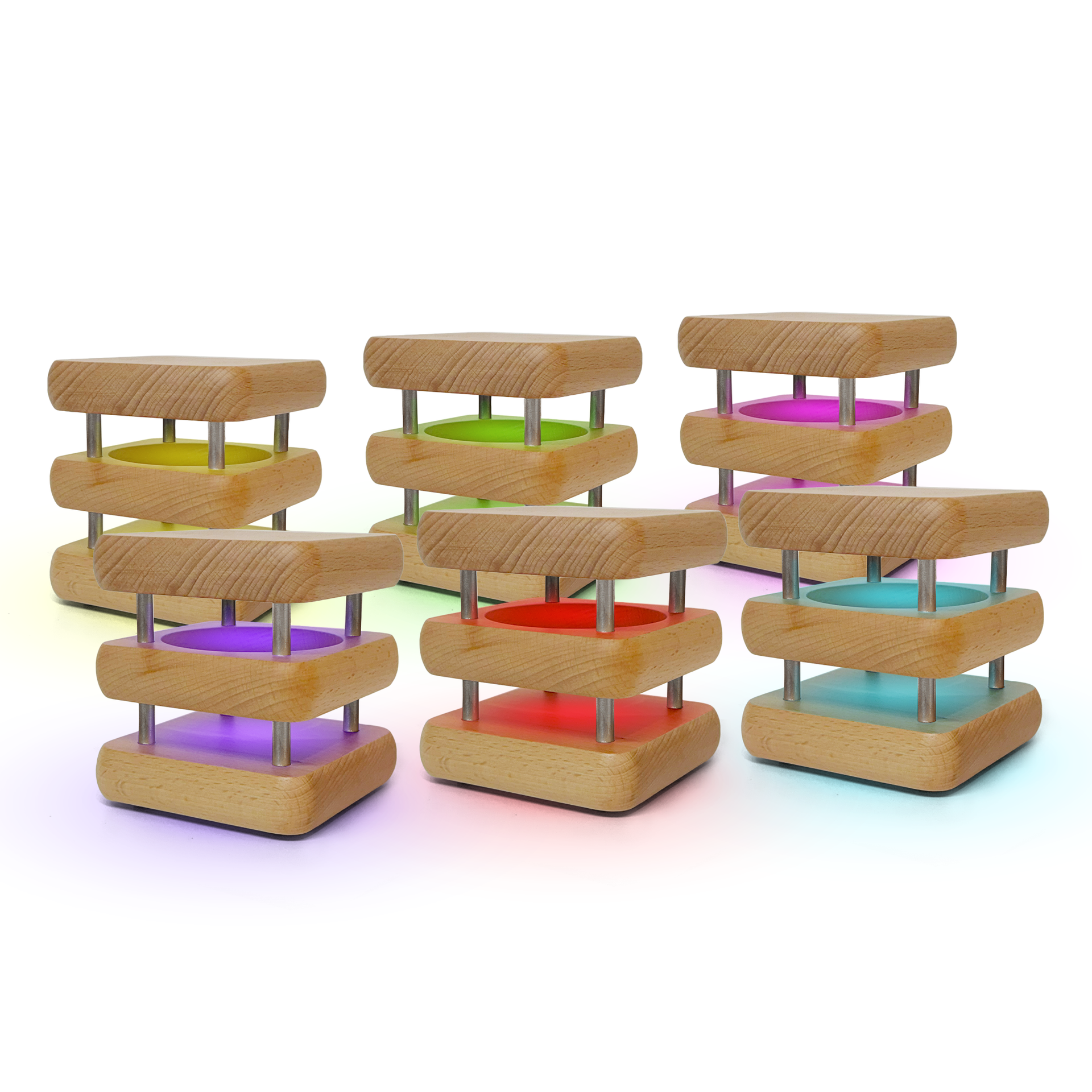 Mini Square Mid-Century Design Natural Friendship Lamp – Compact Retro Wi-Fi Touch Lamp for Connection