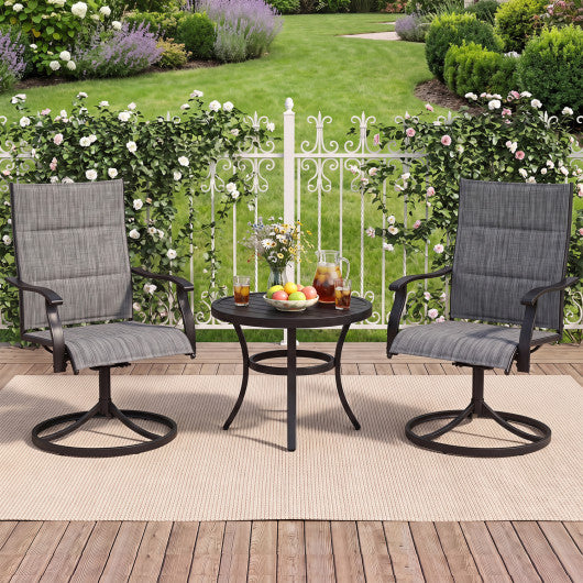 Padded Patio Swivel Chairs Set of 2 Ergonomic Outdoor Dining Chairs with Breathable Fabric-Gray