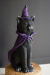 Painted Resin Black Cat with Purple Hat