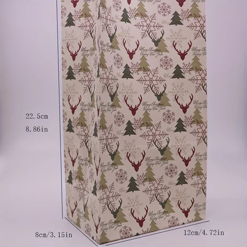 Paper Gift Bags with Red Sealing Stickers, 24pcs Set of Christmas Snowflake Designs