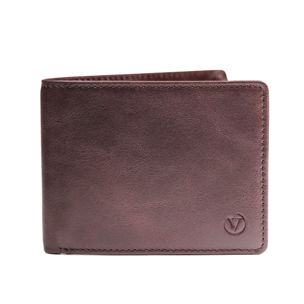 A Dark brown, closed bifold leather wallet with the Paragon VN500 brand logo visible on the bottom right.