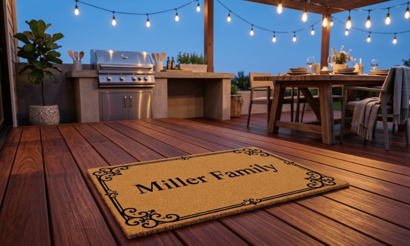 Parisian Ironwork Border Personalized Coir Mat