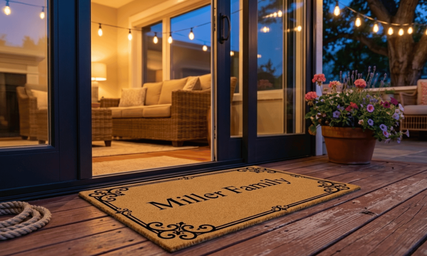 Parisian Ironwork Border Personalized Coir Mat