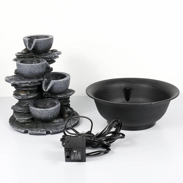 Resin Mini Slate Bowl Tabletop Water Fountain 10 Inch