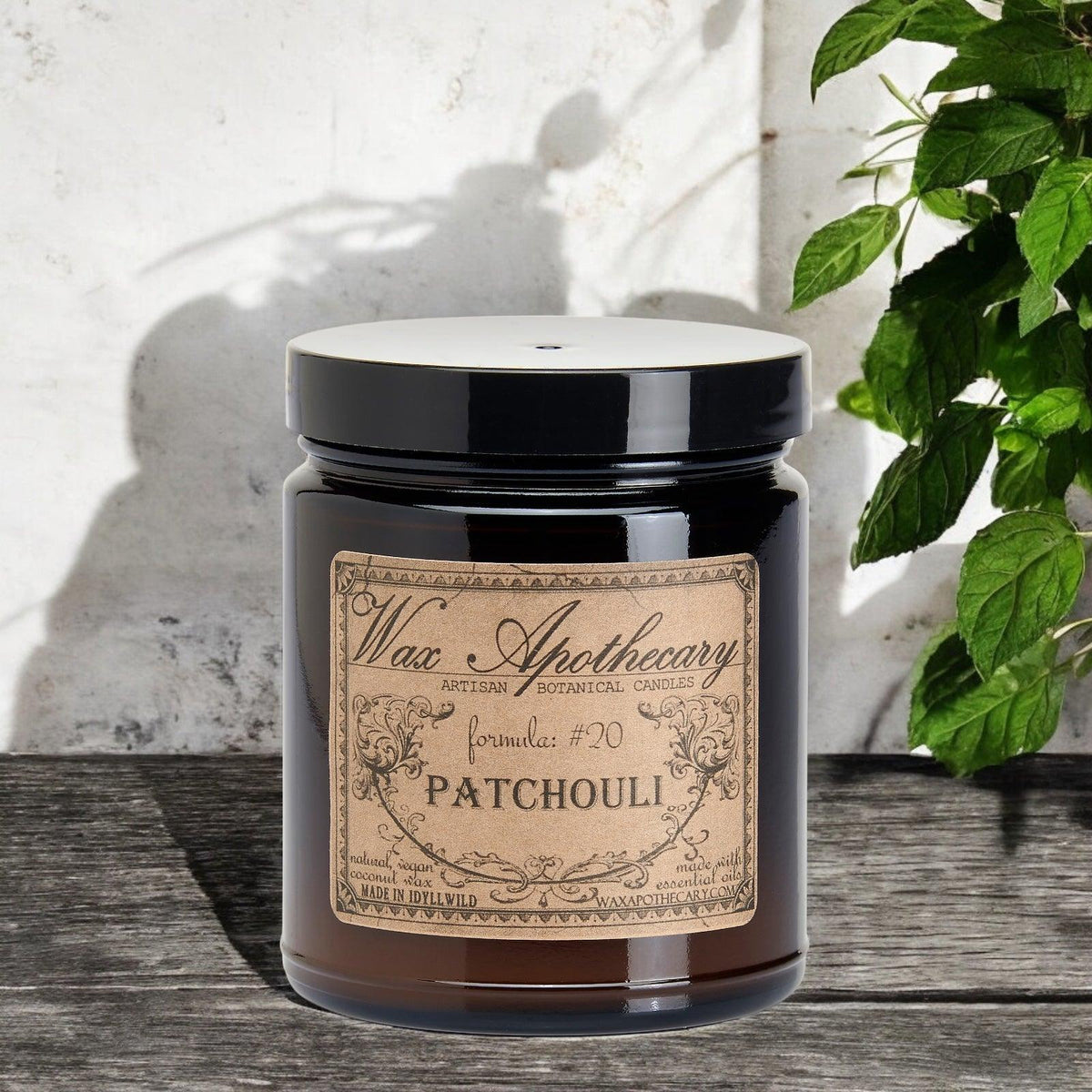 6 oz Botanical Candle in Amber Glass Jar - Patchouli