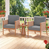 Patio Acacia Wood Chair Set of 2 with Woven Rope Armrests and Seat Back Cushions for Backyard-Gray