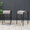 Set of 2/4 Patio Metal Bar Stools with Curved Fabric Seat-Set of 2