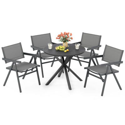 Patio Chairs Set of 2 Outdoor Dining Chair with Breathable Fabric Seat-Set of 2
