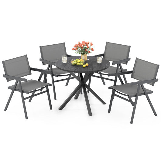 Patio Chairs Set of 2 Outdoor Dining Chair with Breathable Fabric Seat-Set of 2