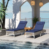 2 Pieces Patio Chaise Lounge Chair with 6-Level Adjustable Backrest and Headrest for Poolside-Navy