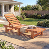 Patio Chaise Lounge Chair Solid Wood Slatted Recliner with Adjustable Backrest-1 Piece