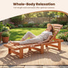 Patio Chaise Lounge Chair Solid Wood Slatted Recliner with Adjustable Backrest-1 Piece - Natural