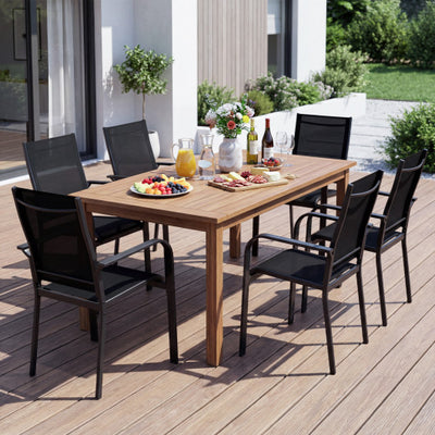 Patio Dining Chairs Set of 2/4/6 Stackable Outdoor Armchairs with Metal Frame-Set of 2