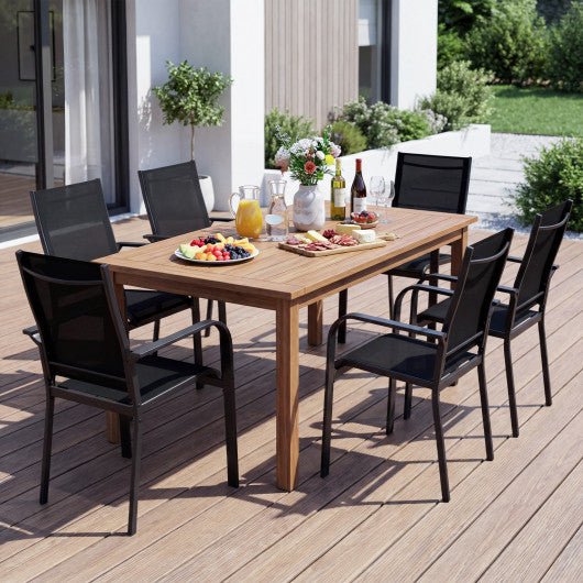 Patio Dining Chairs Set of 2/4/6 Stackable Outdoor Armchairs with Metal Frame-Set of 2