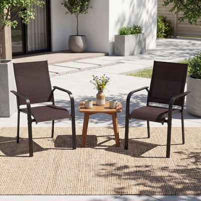 Patio Dining Chairs Set of 2/4/6 Stackable Outdoor Armchairs-Set of 2