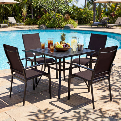 Patio Dining Chairs Set of 2/4/6 Stackable Outdoor Armchairs-Set of 4