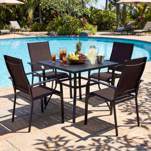 Patio Dining Chairs Set of 2/4/6 Stackable Outdoor Armchairs-Set of 4