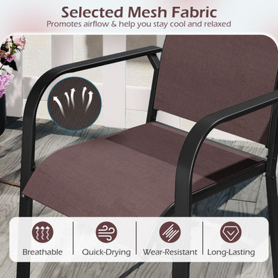 Patio Dining Chairs Set of 2/4/6 Stackable Outdoor Armchairs-Set of 6