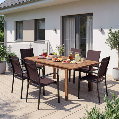 Patio Dining Chairs Set of 2/4/6 Stackable Outdoor Armchairs-Set of 6