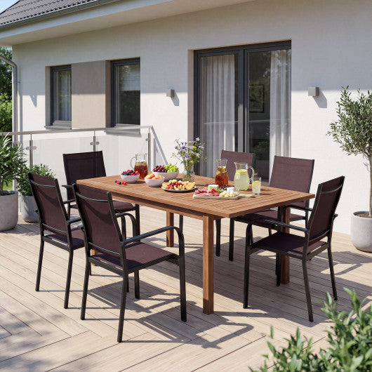 Patio Dining Chairs Set of 2/4/6 Stackable Outdoor Armchairs-Set of 6