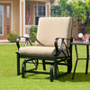 Patio Glider Rocking Chair with Thick Cushion and Curved Armrest-Tan