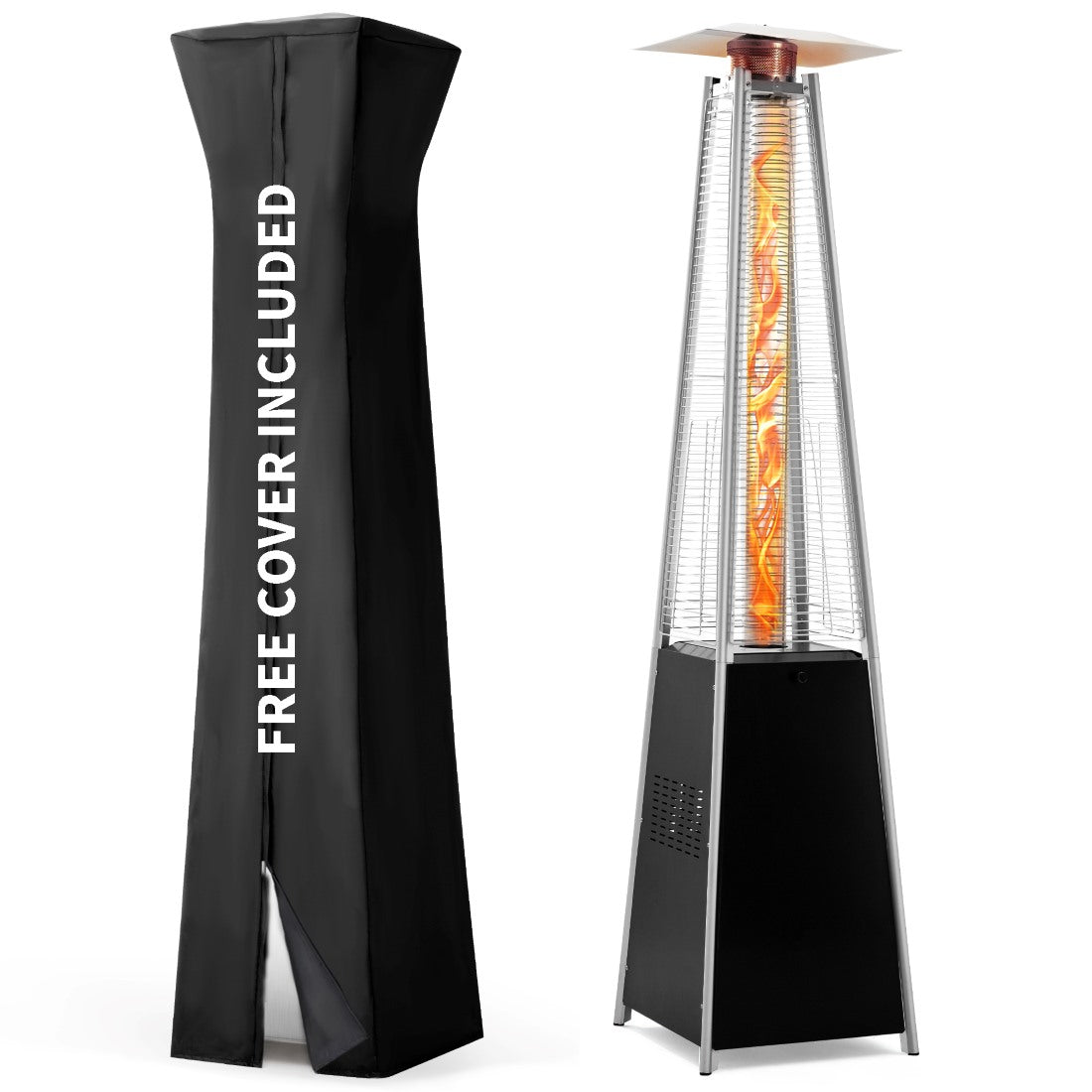 Pyra Propane Pyramid Patio Heater 48,000 BTU, with Glass Flame Tube