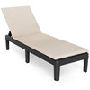 Patio Lounge Chair 3-Position Adjustable Backrest and Cushion-White - Beige