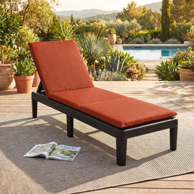 Patio Lounge Chair 3-Position Adjustable Backrest and Cushion-Orange
